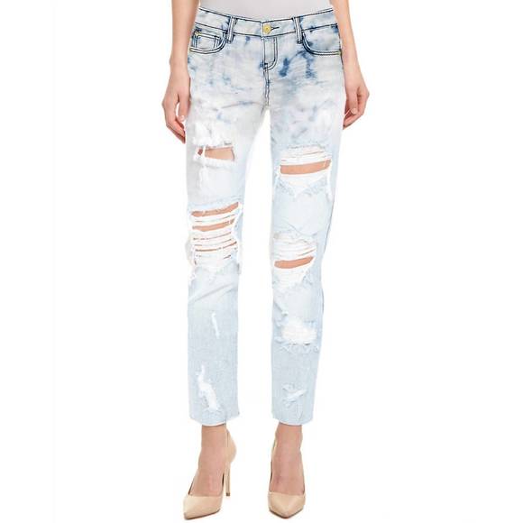 NEW HIDDEN women bleached bailey distressed ripped skinny fit jeans in light blu - Picture 1 of 2